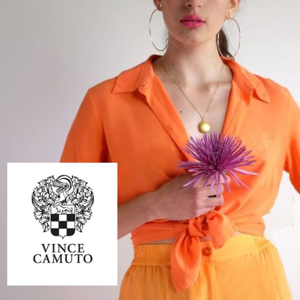 VINCE CAMUTO Tie Front Rumple Satin Blouse